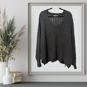 BOGO! Oversized V-Neck Sweater in Charcoal